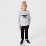 Lacoste סווטשירט עם צווארון בהדפס תנין DZ4D0D3230 chine אפור cca ילדים - Image 6
