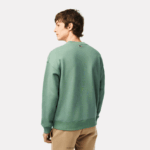 Lacoste סווטשירט עם צווארון עגול בגזרה רופפת בהדפס קרוק DZ4D0D361 ירוק חאקי kx5 גברים - Image 3