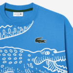 Lacoste סווטשירט עם צווארון עגול בגזרה רופפת בהדפס קרוק DZ4D0D363 כחול l99 גברים - Image 5
