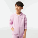 Lacoste סווטשירט עם קפוצ'ון עם רוכסן בכיס קנגורו DZ4D0D3252 ורוד z4h ילדים - Image 2