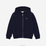 Lacoste סווטשירט עם קפוצ'ון עם רוכסן בכיס קנגורו DZ4D0D3189 כחול כהה 166 ילדים