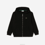 Lacoste סווטשירט עם קפוצ'ון עם רוכסן בכיס קנגורו DZ4D0D3190 שחור 031 ילדים