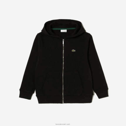 Lacoste סווטשירט עם קפוצ'ון עם רוכסן בכיס קנגורו DZ4D0D3190 שחור 031 ילדים