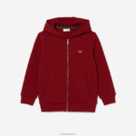 Lacoste סווטשירט עם קפוצ'ון עם רוכסן בכיס קנגורו DZ4D0D3192 בורדו ypw ילדים