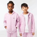 Lacoste סווטשירט עם קפוצ'ון עם רוכסן בכיס קנגורו DZ4D0D3252 ורוד z4h ילדים