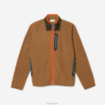 Lacoste סווטשירט עם רוכסן בגזרה רגועה DZ4D0D979 ירוק חאקי חום 89f גברים - Image 5