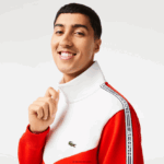 Lacoste סווטשירט עם רוכסן בהתאמה קלאסית DZ4D0D19 אדום לבן שנות 75 גברים - Image 2
