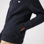 Lacoste סווטשירט עם רוכסן בשילוב כותנה עם קפוצ'ון DZ4D0D1177 כחול כהה hde גברים - Image 6