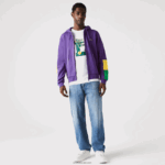Lacoste סווטשירט עם רוכסן צמר קולורבלוק עם קפוצ'ון DZ4D0D1198 סגול צהוב ירוק 1cv גברים