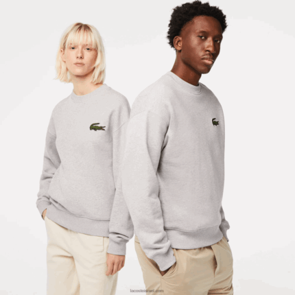 Lacoste סווטשירט עם תג תנין בגזרה רופפת DZ4D0D323 chine אפור cca גברים