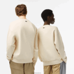 Lacoste סווטשירט עם תג תנין בגזרה רופפת DZ4D0D324 לבן xfj גברים - Image 3