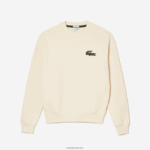 Lacoste סווטשירט עם תג תנין בגזרה רופפת DZ4D0D324 לבן xfj גברים - Image 4