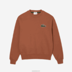 Lacoste סווטשירט עם תג תנין בגזרה רופפת DZ4D0D326 lfa חום בהיר גברים
