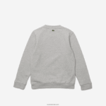 Lacoste סווטשירט פליסה בהדפס תנין DZ4D0D3244 צ'ין אפור לבן w9d ילדים - Image 2