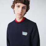 Lacoste סווטשירט פליסה וינטג' עם צווארון צווארון DZ4D0D1162 כחול כהה hde גברים