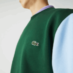 Lacoste סווטשירט פליסה מוברש DZ4D0D1096 ירוק שחור כחול ug6 גברים - Image 4