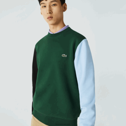 Lacoste סווטשירט פליסה מוברש DZ4D0D1096 ירוק שחור כחול ug6 גברים