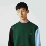Lacoste סווטשירט פליסה מוברש DZ4D0D1096 ירוק שחור כחול ug6 גברים - Image 6