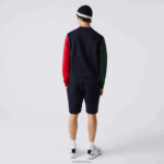Lacoste סווטשירט פליסה מוברש DZ4D0D1097 כחול כהה ירוק אדום 4xn גברים - Image 3