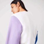 Lacoste סווטשירט פליסה מוברש DZ4D0D1098 לבן כחול סגול 89s גברים - Image 4
