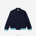 Lacoste סווטשירט פליסה מכופתרת DZ4D0D3044 כחול כהה 166 ילדים - Image 3