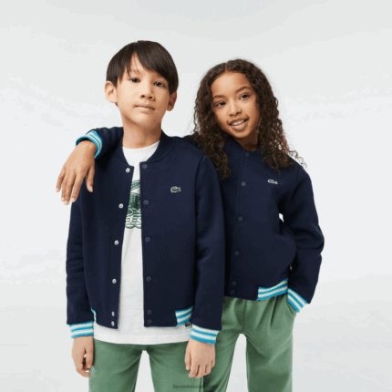 Lacoste סווטשירט פליסה מכופתרת DZ4D0D3044 כחול כהה 166 ילדים