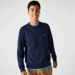 Lacoste סווטשירט פליסה עם הדפס מנומר בגזרה קלאסית DZ4D0D965 כחול כהה 7cg גברים