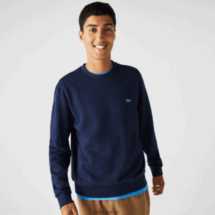 Lacoste סווטשירט פליסה עם הדפס מנומר בגזרה קלאסית DZ4D0D965 כחול כהה 7cg גברים