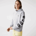 Lacoste סווטשירט פליסה עם הדפס קפוצ'ון DZ4D0D1200 אפור cca גברים - Image 2