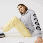 Lacoste סווטשירט פליסה עם הדפס קפוצ'ון DZ4D0D1200 אפור cca גברים