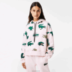 Lacoste סווטשירט פליסה עם קפוצ'ון אוברסייז DZ4D0D2556 ורוד בהיר t03 נשים