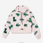 Lacoste סווטשירט פליסה עם קפוצ'ון אוברסייז DZ4D0D2556 ורוד בהיר t03 נשים - Image 4
