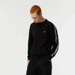 Lacoste סווטשירט פלנל עם פס לוגו בכושר קלאסי DZ4D0D290 שחור 031 גברים