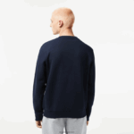 Lacoste סווטשירט פלנל עם פס לוגו בכושר קלאסי DZ4D0D291 כחול כהה 166 גברים - Image 3