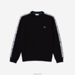 Lacoste סווטשירט פלנל עם פס לוגו בכושר קלאסי DZ4D0D290 שחור 031 גברים - Image 4