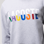 Lacoste סווטשירט פנימי עם הדפס צמר כותנה DZ4D0D1222 צ'ין אפור לבן w9d גברים - Image 2