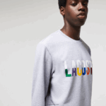 Lacoste סווטשירט פנימי עם הדפס צמר כותנה DZ4D0D1222 צ'ין אפור לבן w9d גברים - Image 4