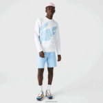 Lacoste סווטשירט צמר כותנה אורגנית בהדפס צוואר צוואר DZ4D0D1075 לבן 001 גברים - Image 2