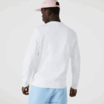 Lacoste סווטשירט צמר כותנה אורגנית בהדפס צוואר צוואר DZ4D0D1075 לבן 001 גברים - Image 3