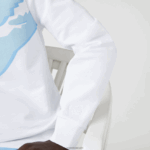 Lacoste סווטשירט צמר כותנה אורגנית בהדפס צוואר צוואר DZ4D0D1075 לבן 001 גברים - Image 4