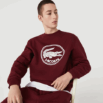 Lacoste סווטשירט צמר כותנה אורגנית לוגו תלת מימד DZ4D0D1185 בורדו z7f גברים - Image 4