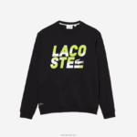 Lacoste סווטשירט צמר כותנה בהדפס רגיל DZ4D0D1615 אפור כהה 2z8 גברים - Image 3