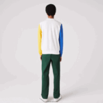 Lacoste סווטשירט צמר כותנה בצבע צוואר צוואר DZ4D0D1159 לבן כחול צהוב ירוק 8nr גברים - Image 3