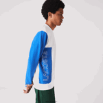 Lacoste סווטשירט צמר כותנה בצבע צוואר צוואר DZ4D0D1159 לבן כחול צהוב ירוק 8nr גברים - Image 4