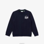 Lacoste סווטשירט צמר כותנה למיתוג קרוקודיל DZ4D0D3204 כחול כהה 166 ילדים