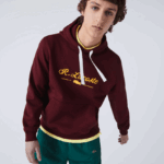 Lacoste סווטשירט צמר כותנה עם כיתוב רקום DZ4D0D1155 בורדו z7f גברים