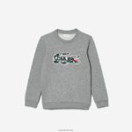 Lacoste סווטשירט צמר כותנה עם צווארון צווארון תנין מורשת DZ4D0D3255 אפור צ'ין לבן ירוק jnd ילדים