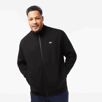 Lacoste סווטשירט צמר כותנה עם רוכסן בהתאמה רגילה - במידות גדולות - גדול DZ4D0D340 שחור 031 גברים