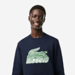 Lacoste סווטשירט צמר לא מוברש צוואר עגול DZ4D0D300 כחול כהה 166 גברים - Image 2