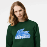 Lacoste סווטשירט צמר לא מוברש צוואר עגול DZ4D0D299 ירוק 132 גברים - Image 2